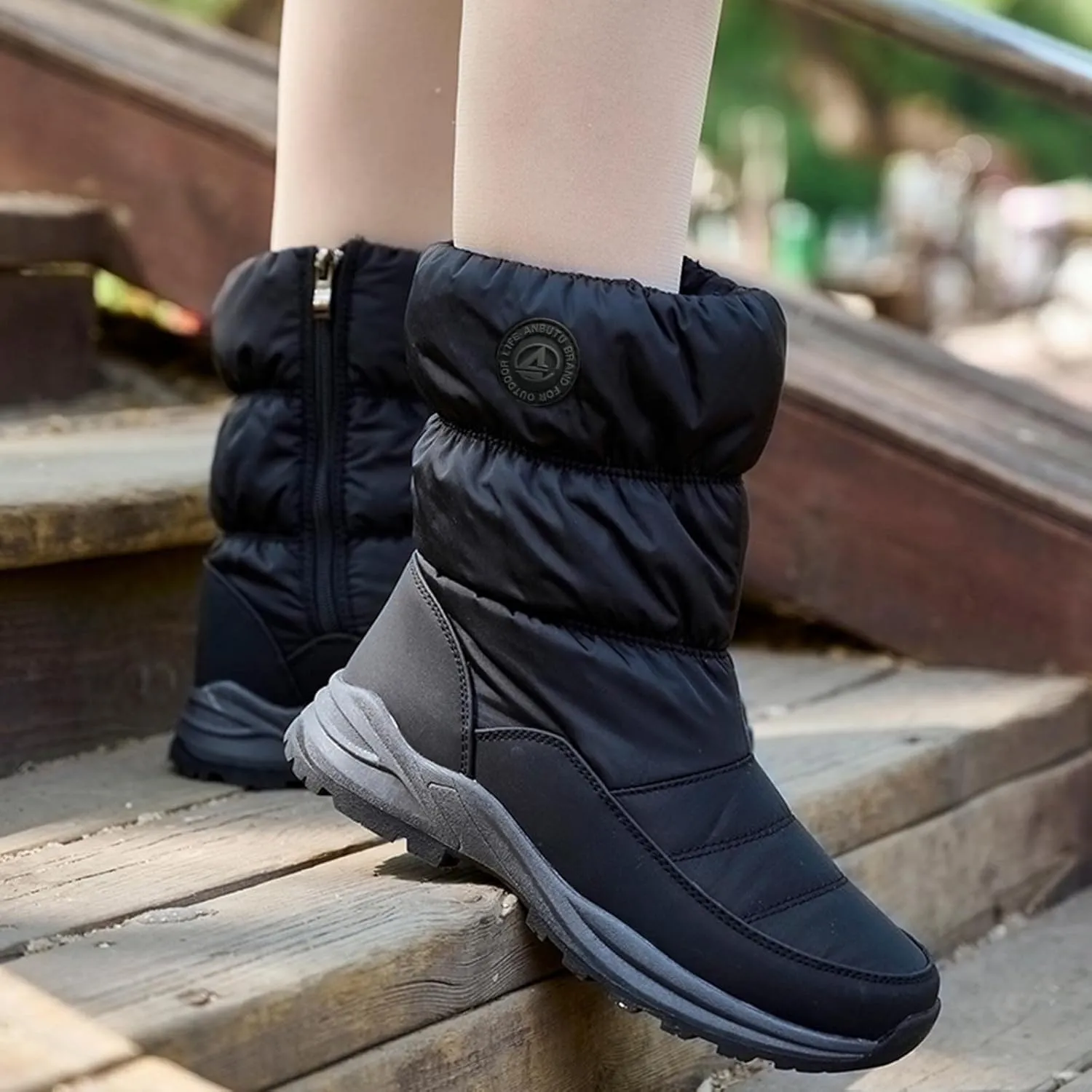 2023 New Women Winter Non-Slip Waterproof Snow Plush Ankle Boots Womens Winter Ankle Snow Boots Womens Slip on Winter Boots Wide Boots for Snow and Ice Women Botas Para La Nieve Para Mujeres