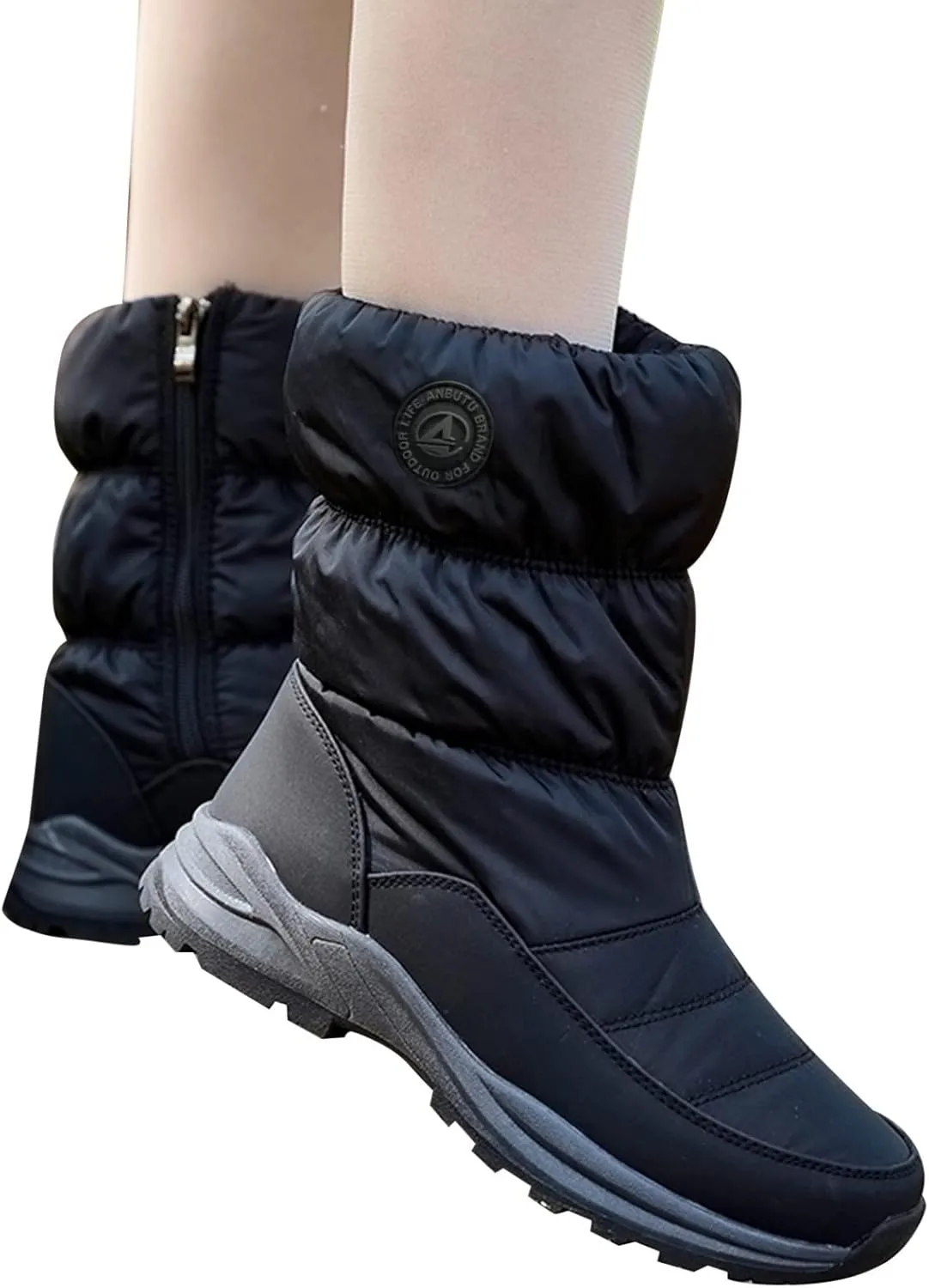 2023 New Women Winter Non-Slip Waterproof Snow Plush Ankle Boots Womens Winter Ankle Snow Boots Womens Slip on Winter Boots Wide Boots for Snow and Ice Women Botas Para La Nieve Para Mujeres