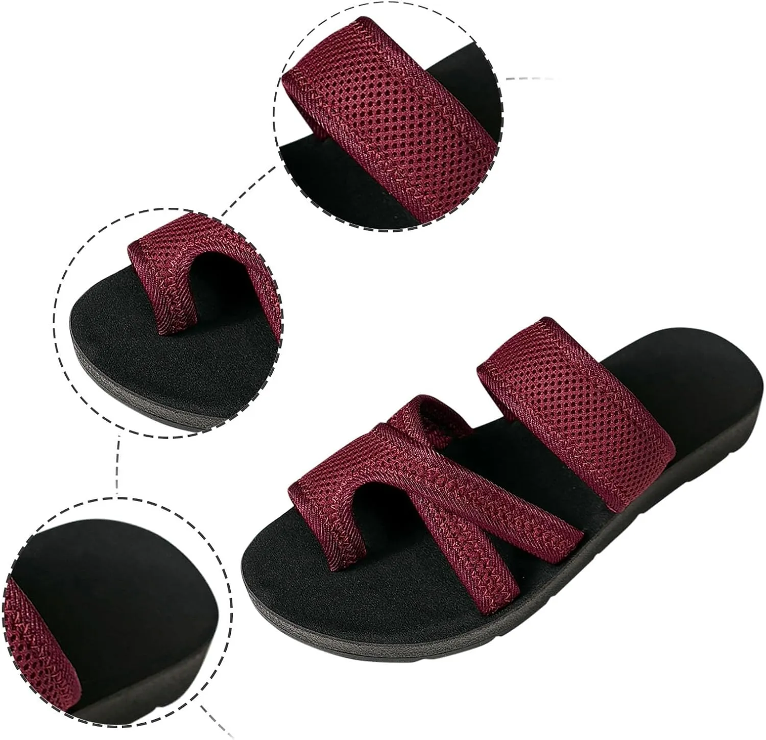 2024 Women's Hollow Mesh Slide Sandals - Breathable Orthopedic Arch Support Mesh Sandals Beach Slip On Walking Shoes