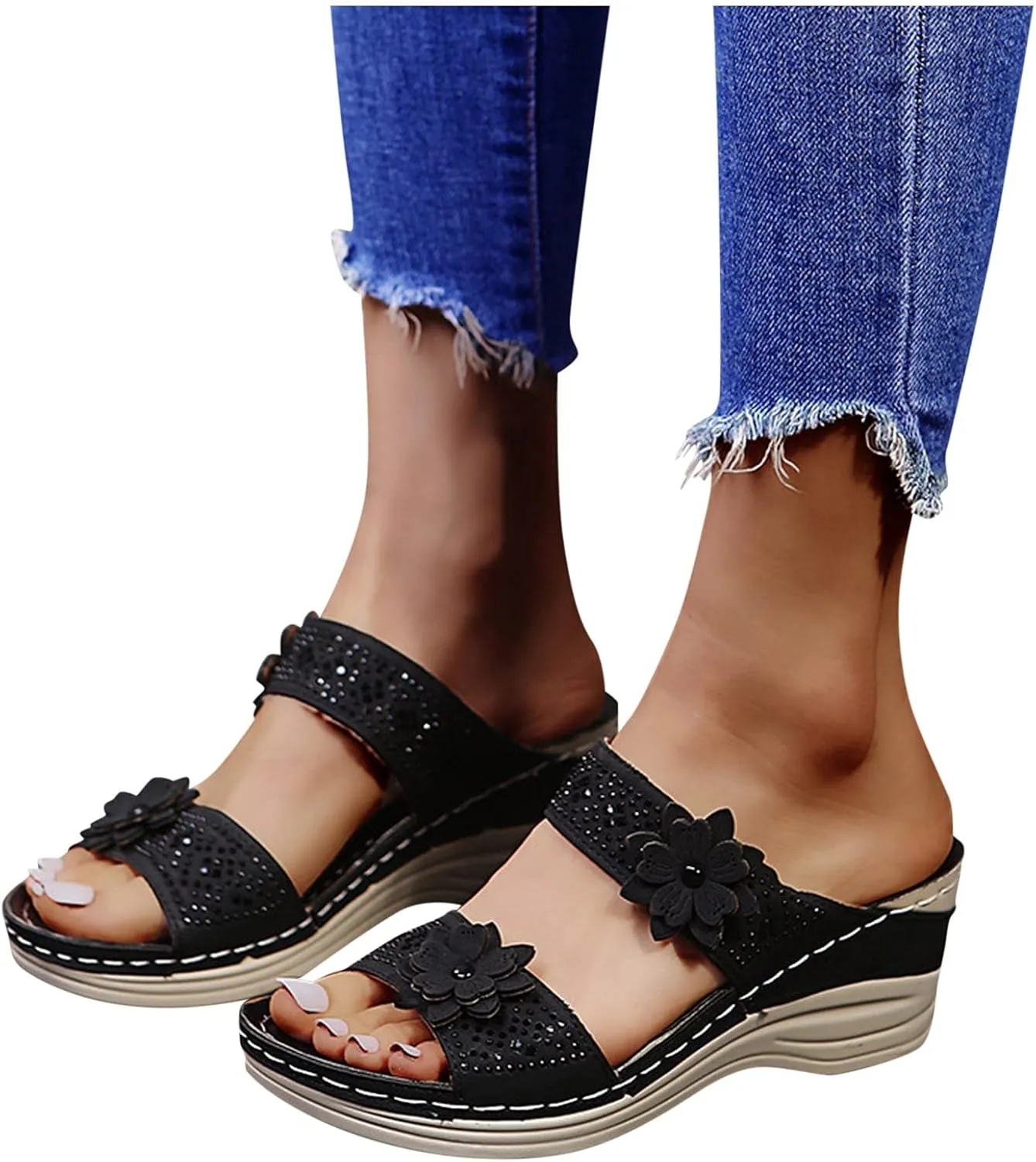 2024 Womens Wedge Sandals Dressy: Comfortable Orthopedic Sandals Summer Chunky Heels Fashion Walking Platform