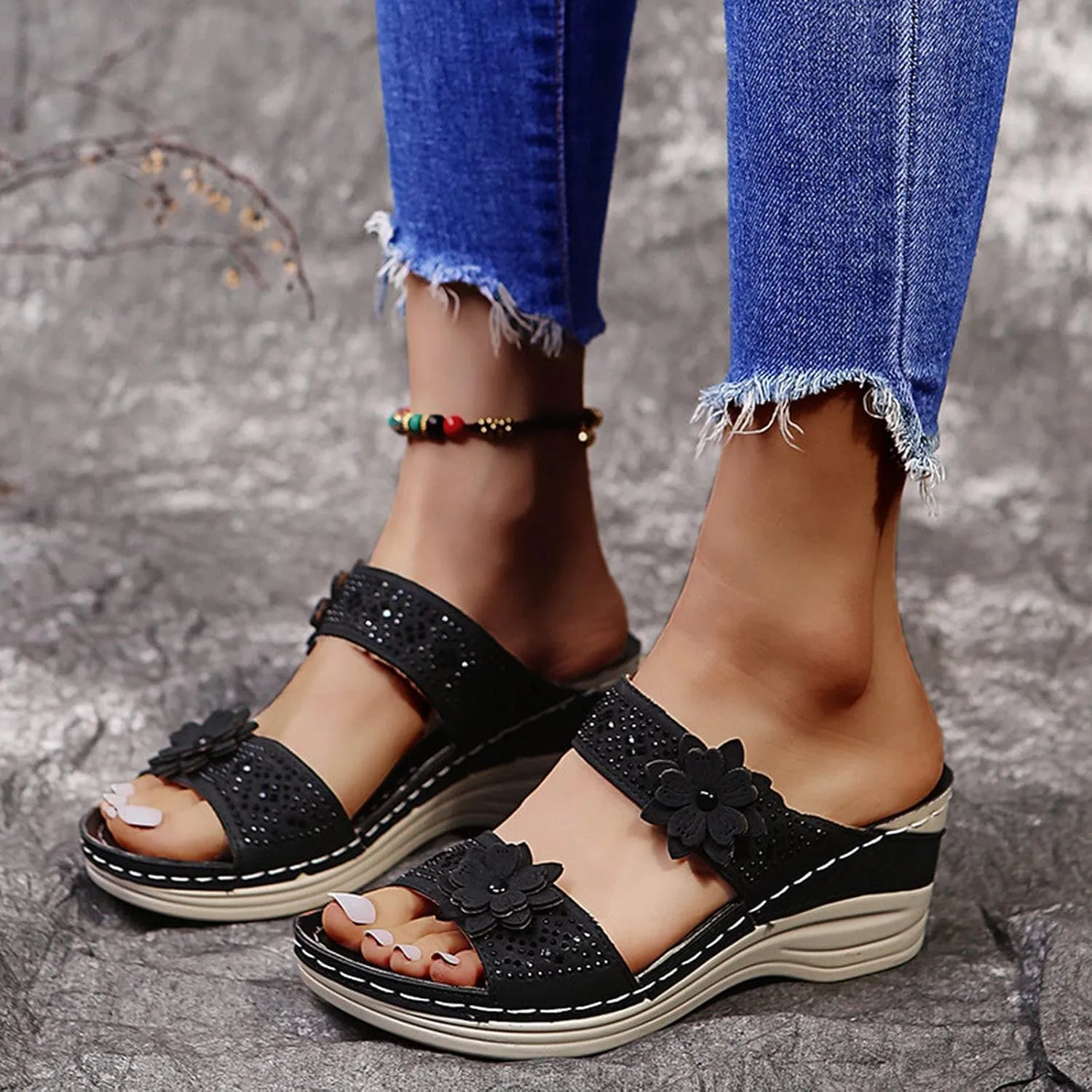 2024 Womens Wedge Sandals Dressy: Comfortable Orthopedic Sandals Summer Chunky Heels Fashion Walking Platform