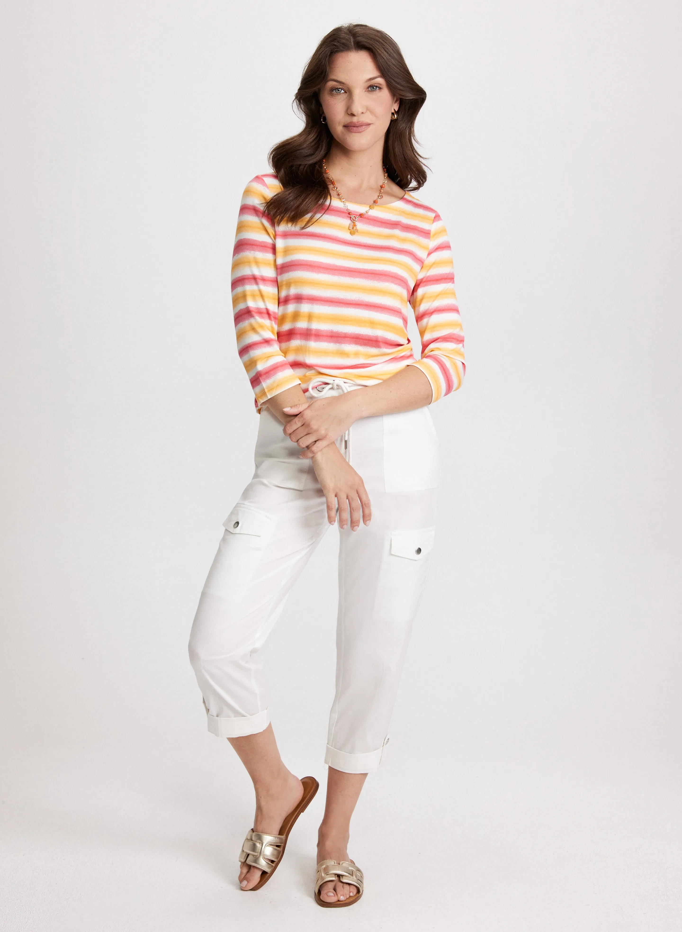 3/4 Sleeve Striped Top