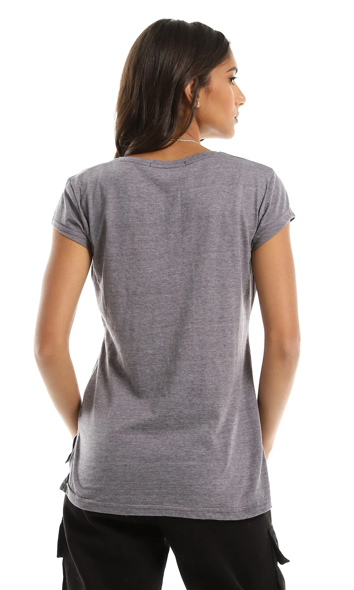 98814 Heather Medium Grey Cotton Basic Tee