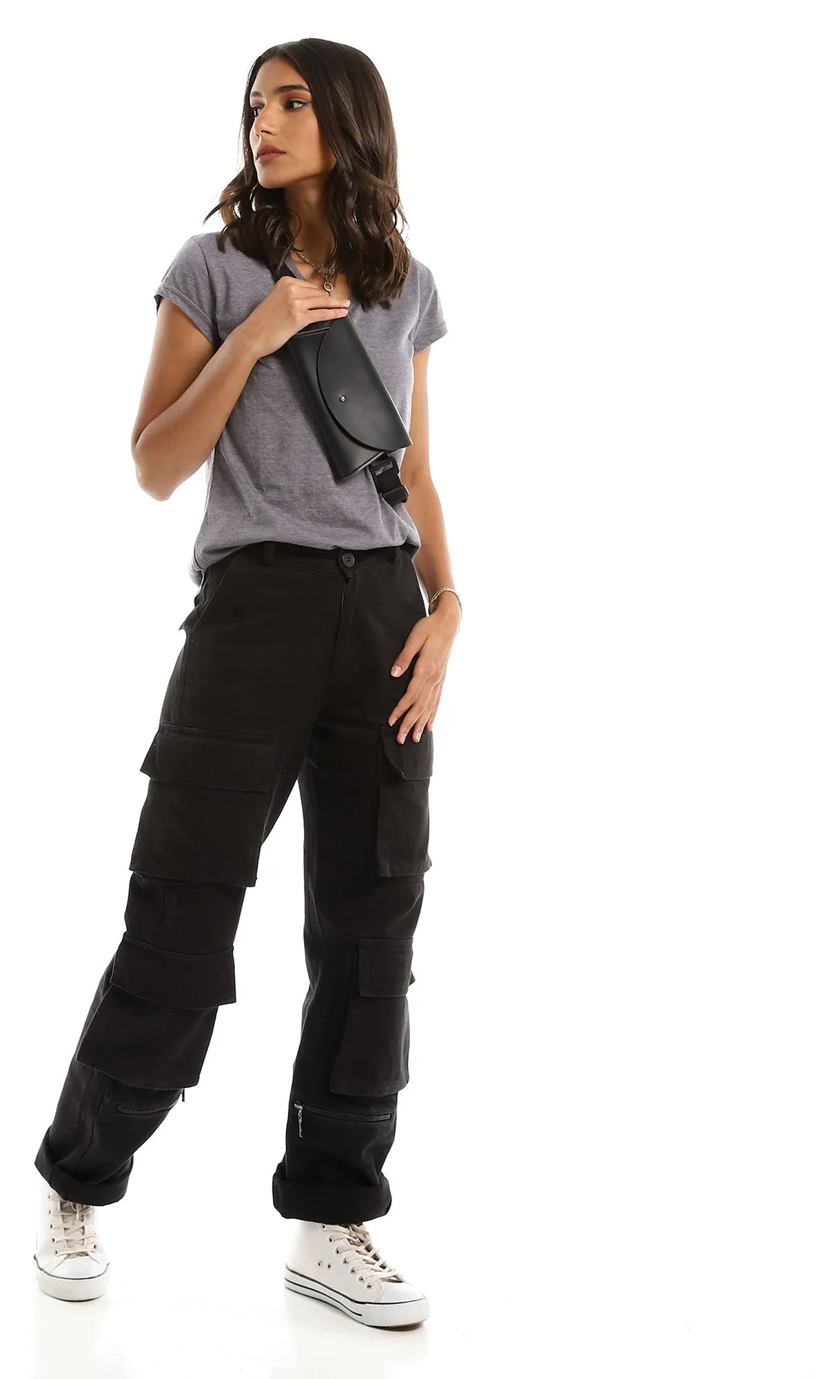 98814 Heather Medium Grey Cotton Basic Tee