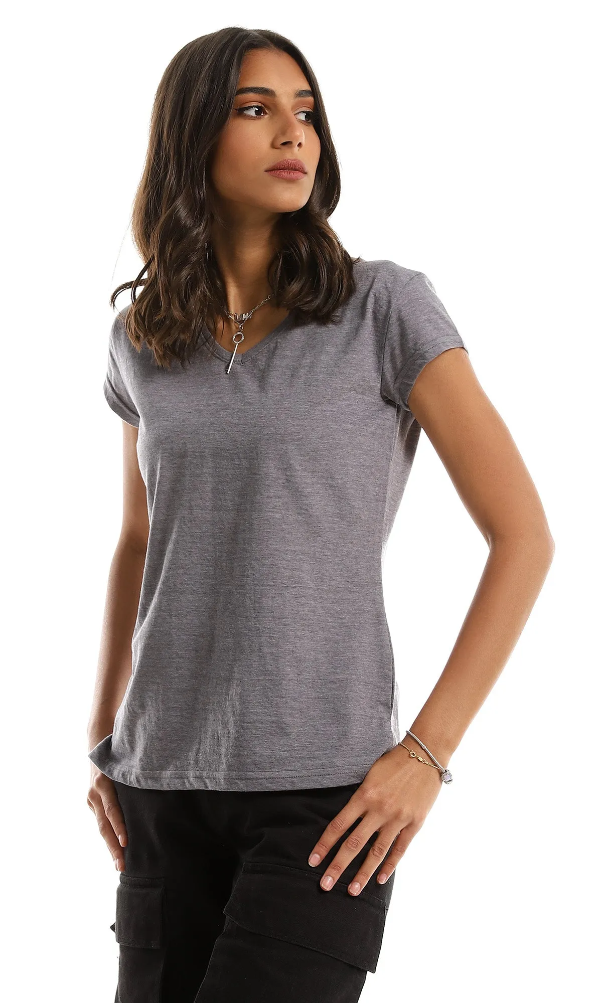 98814 Heather Medium Grey Cotton Basic Tee