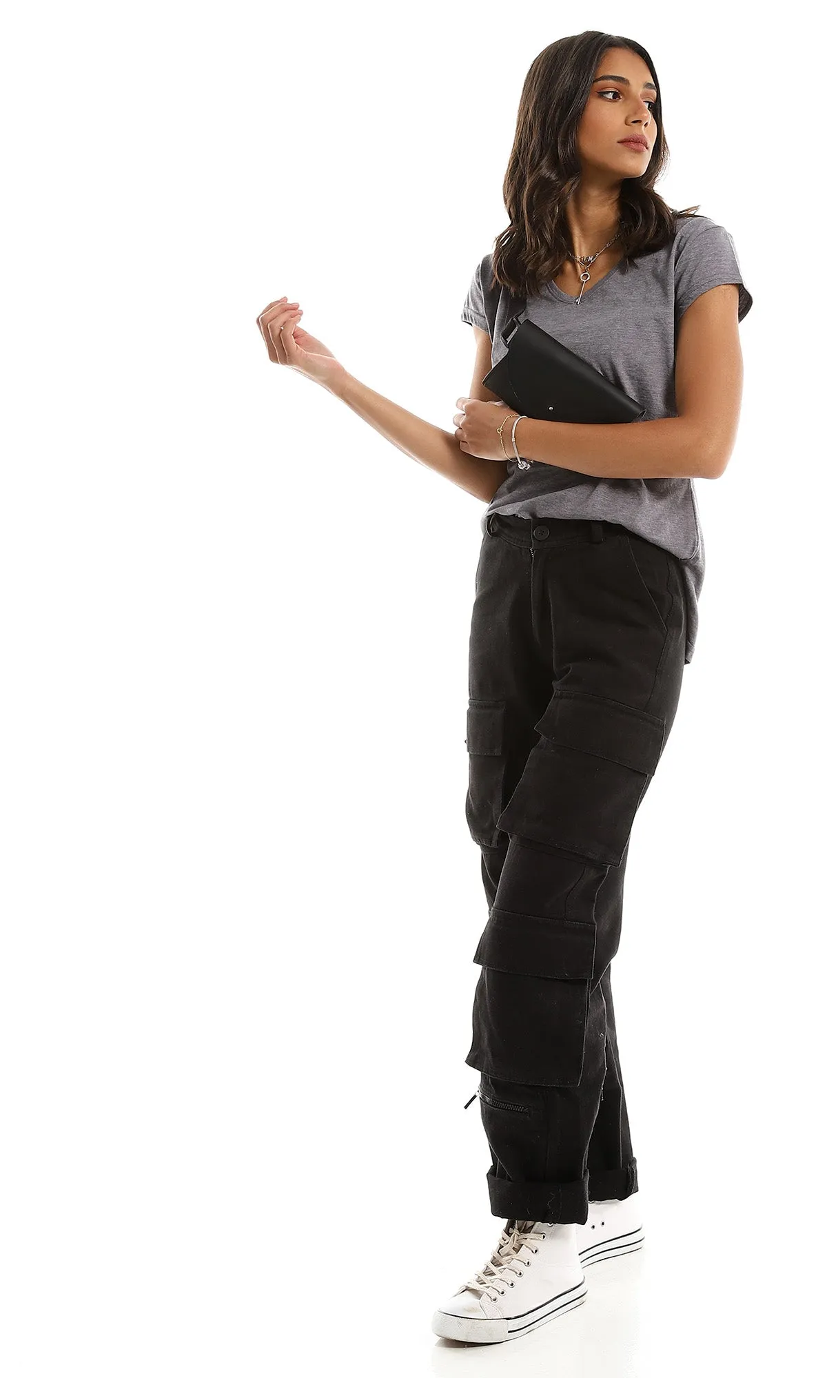 98814 Heather Medium Grey Cotton Basic Tee