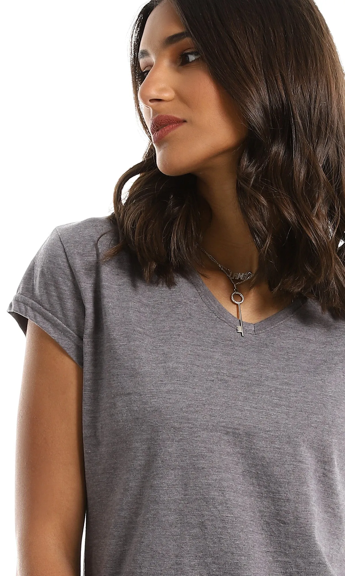 98814 Heather Medium Grey Cotton Basic Tee