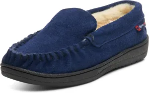 Alpine Swiss Yukon Mens Moccasin Slippers Genuine Suede Slip-On House Shoes Shearling Lining Comfy Stylish Indoor Footwear