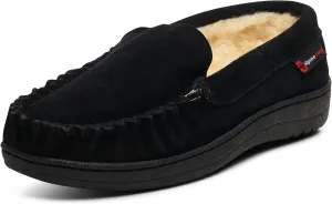 Alpine Swiss Yukon Mens Moccasin Slippers Genuine Suede Slip-On House Shoes Shearling Lining Comfy Stylish Indoor Footwear
