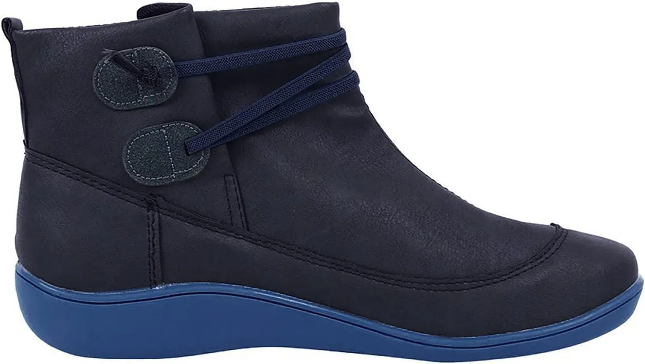 AMDBEL Ankle Boots for Women Cut Out Slip On Short Chunky Stacked Heel Perforated Side V Cut Western Booties Cutout Shoes