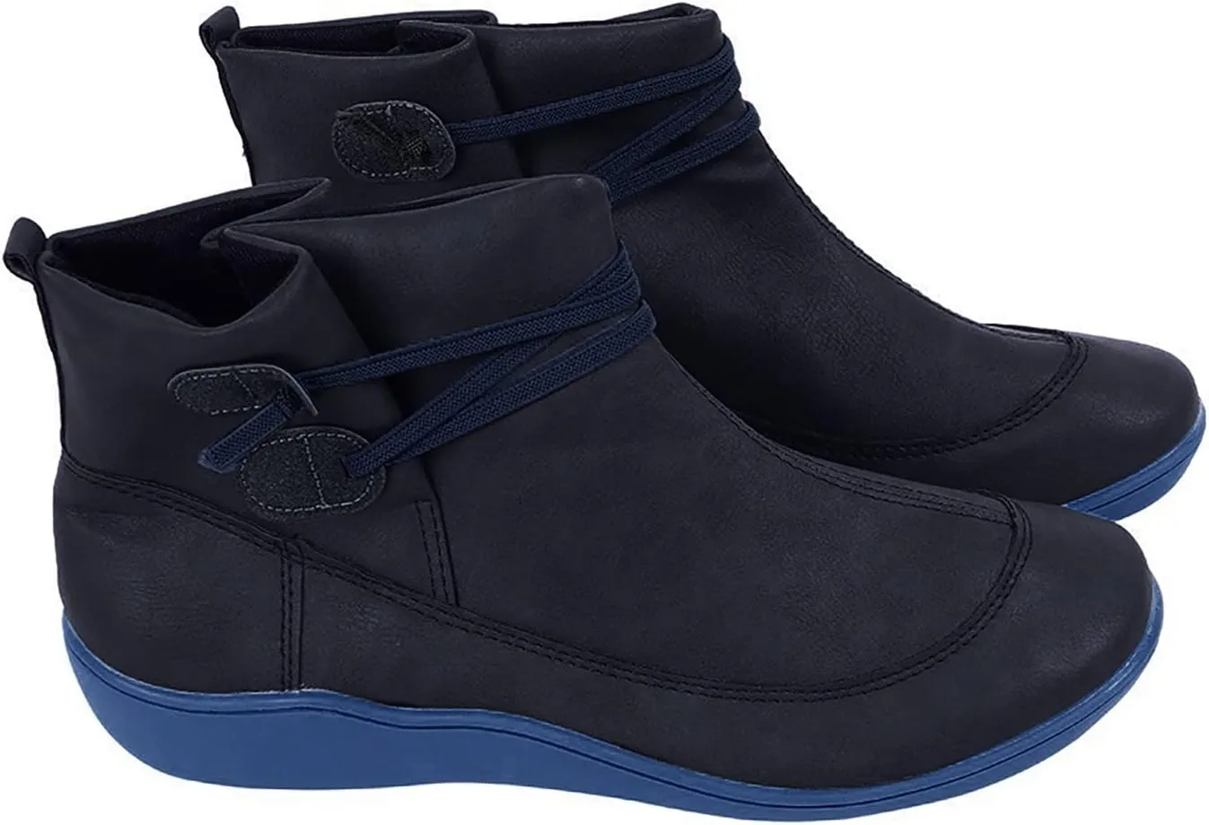 AMDBEL Ankle Boots for Women Cut Out Slip On Short Chunky Stacked Heel Perforated Side V Cut Western Booties Cutout Shoes