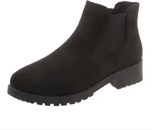Ankle Boots for Women Comfy Womens Boots Autumn And Winter Suede Round Toe Elastic Mouth Sleeve Low Heel Boots