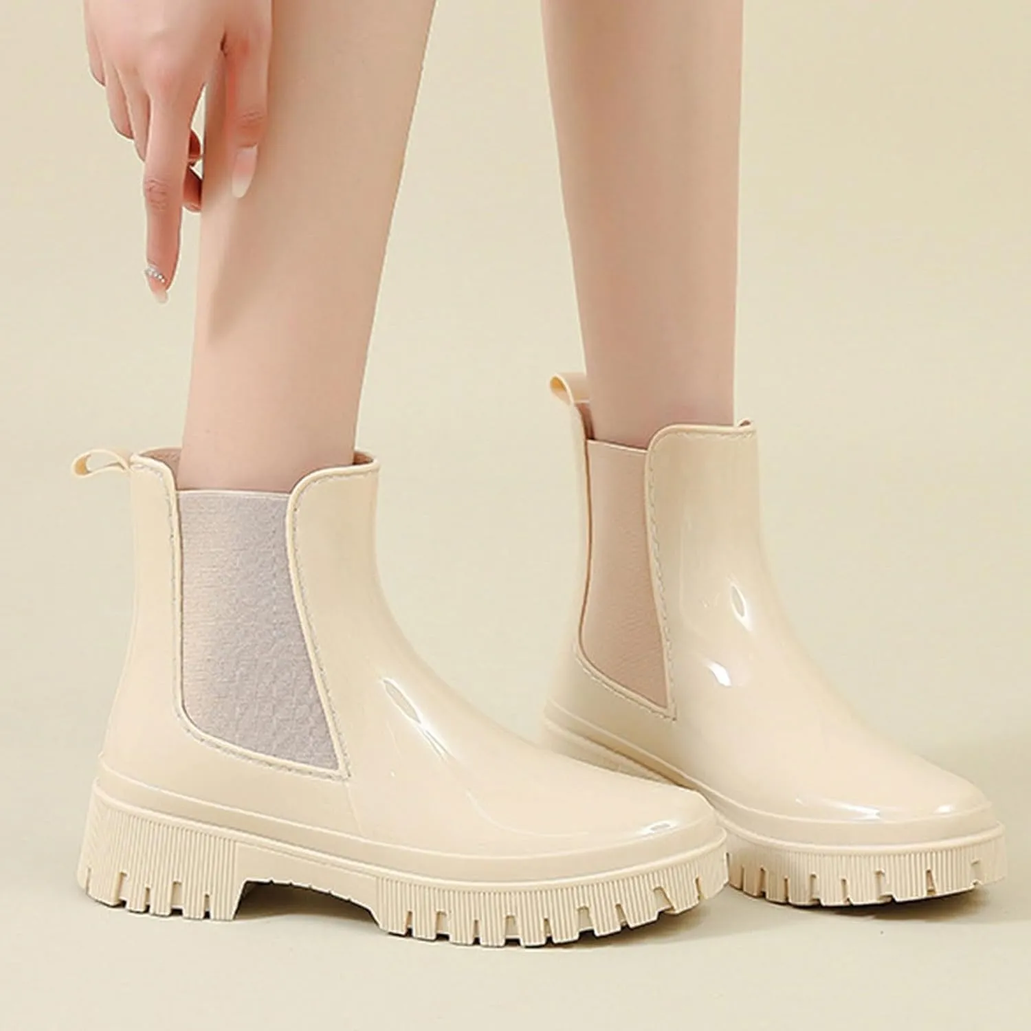 Ankle Boots for Women Mid Calf Boots Womens Fashion New Low Tube Outer Wear Waterproof Non-Slip Boots Rain Boots