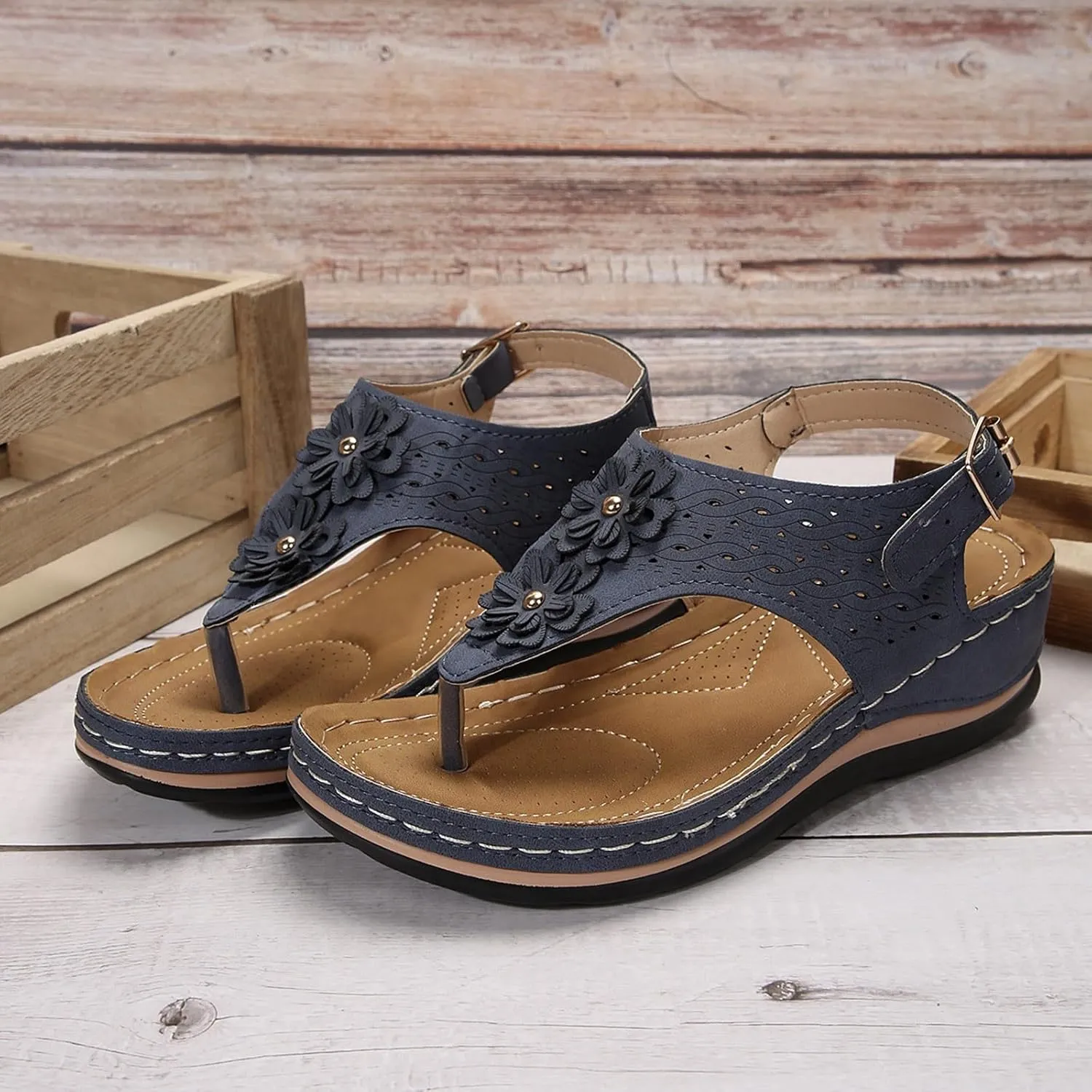 Avylays Orthopedic Sandals for Women, Women Comfortable Sandals Thong Dressy T-Strap Summer Sandals with Arch Support