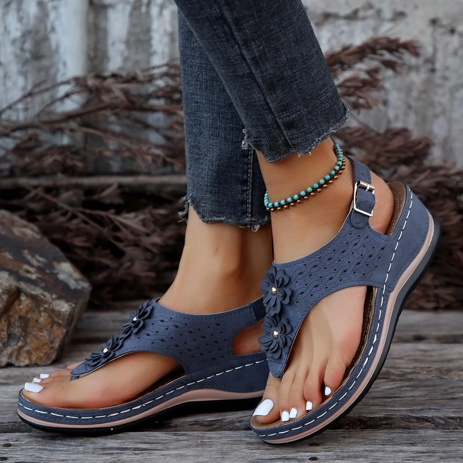 Avylays Orthopedic Sandals for Women, Women Comfortable Sandals Thong Dressy T-Strap Summer Sandals with Arch Support