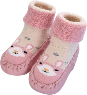 Baby Sock Shoes Autumn and Winter Cute Children Toddler Shoes Blat Bottom Non Slip Socks Shoes Warm and White Shoes