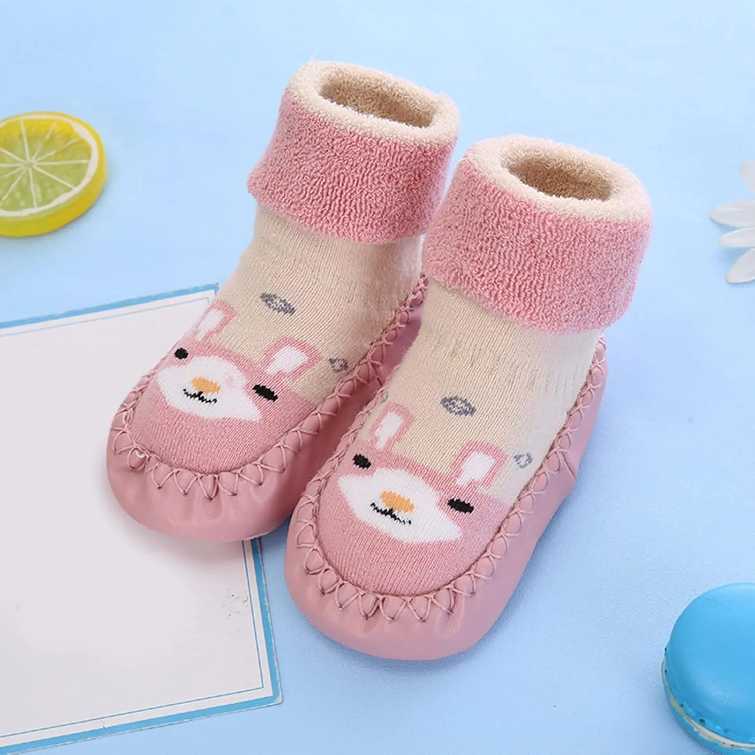 Baby Sock Shoes Autumn and Winter Cute Children Toddler Shoes Blat Bottom Non Slip Socks Shoes Warm and White Shoes