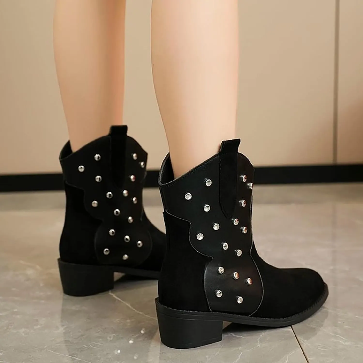Black Ankle Boots for Women Platform Boots for Women Low Heel Ankle Boots for Women Slip On Booties for Women Boots for Women Ankle Booties Black Boots for Women Ankle Booties