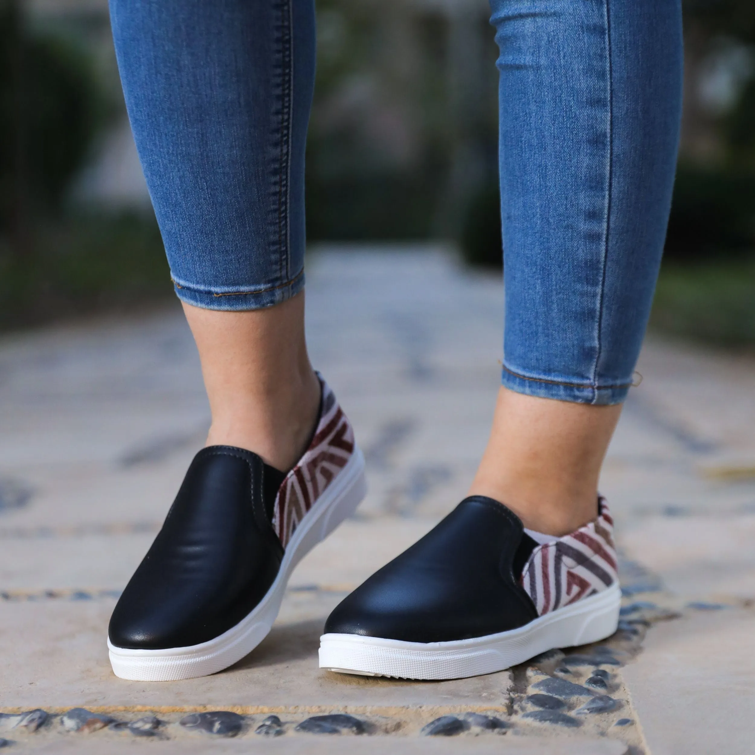 Black Maze Slip On Sneakers