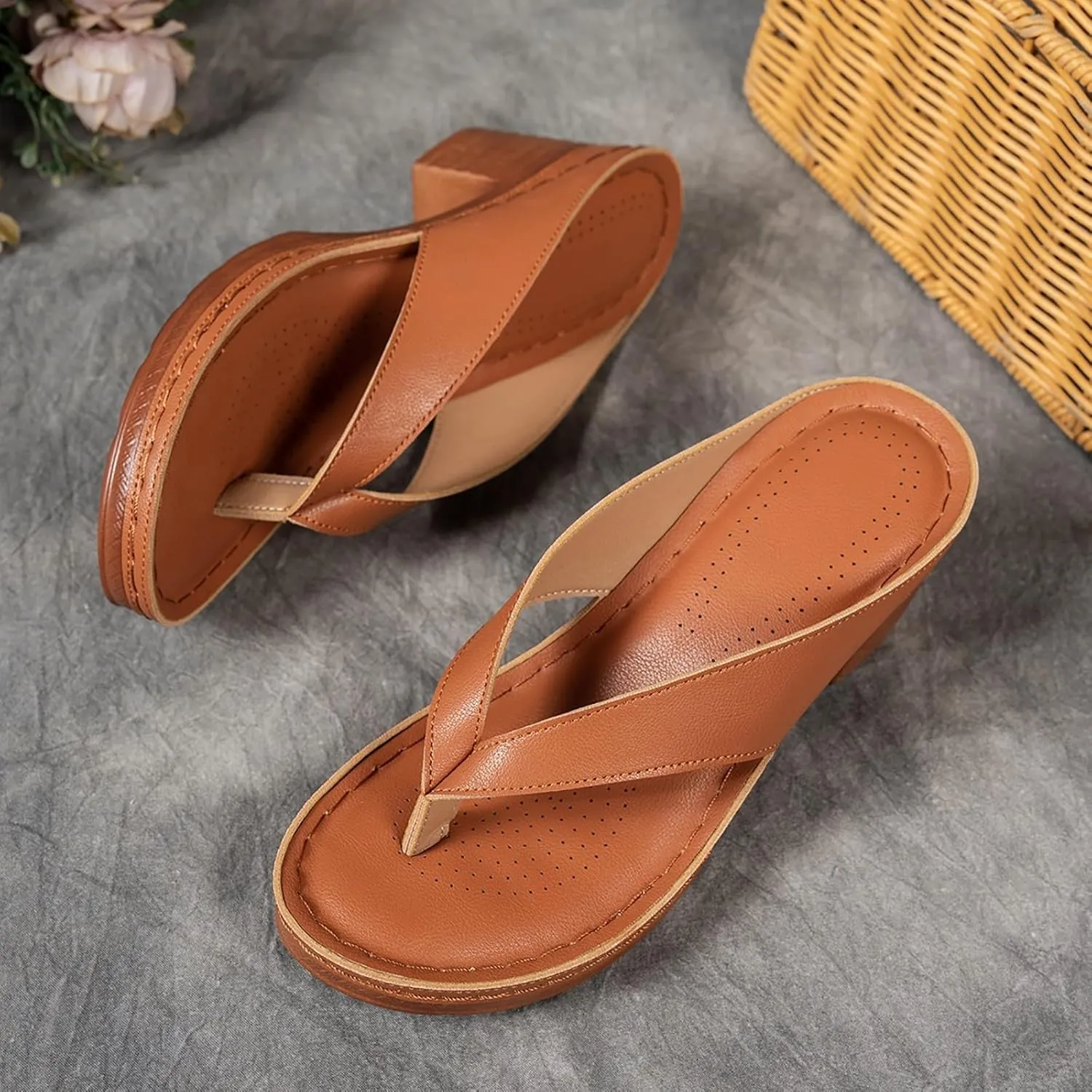 Block Heel Sandals for Women,Women's Orthopedic Dressy Chunky Sandal Summer Arch Support Comfortable Slip-On Low Heeled Open Toe Slides Fashion Wedding Party Dress Casual Mules Slip-on Shoes