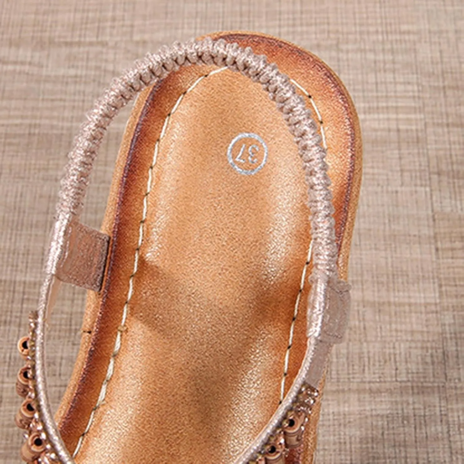 Bohemian Sandals for Women Flat Sandal Elastic Ankle Strap Dressy Casual Summer Shoes Hiking Wortout Shoe Beach