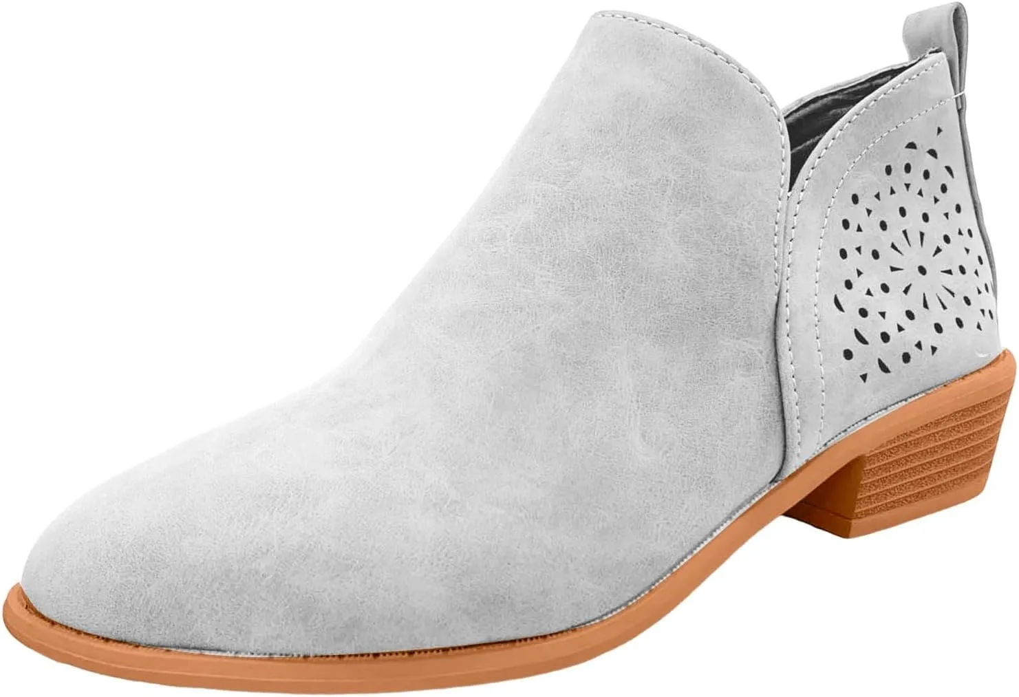 Boots for Women Ankle Booties Dressy Low Heel Booties for Women Embroidered Rainbow Side Heel Patch Fashionable