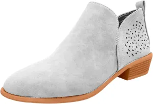 Boots for Women Ankle Booties Dressy Low Heel Booties for Women Embroidered Rainbow Side Heel Patch Fashionable