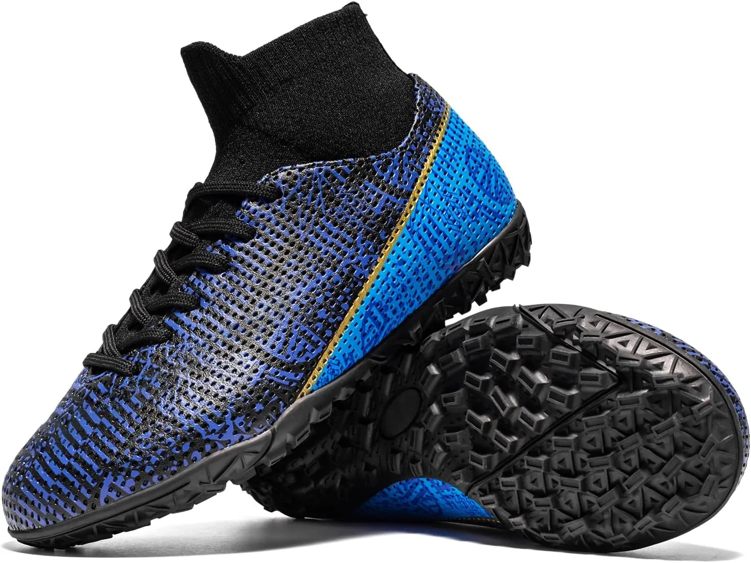Boys Indoor Turf Soccer Shoes Girls Football Futsal Shoes Blue
