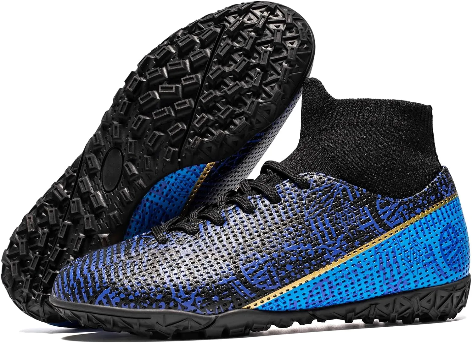 Boys Indoor Turf Soccer Shoes Girls Football Futsal Shoes Blue