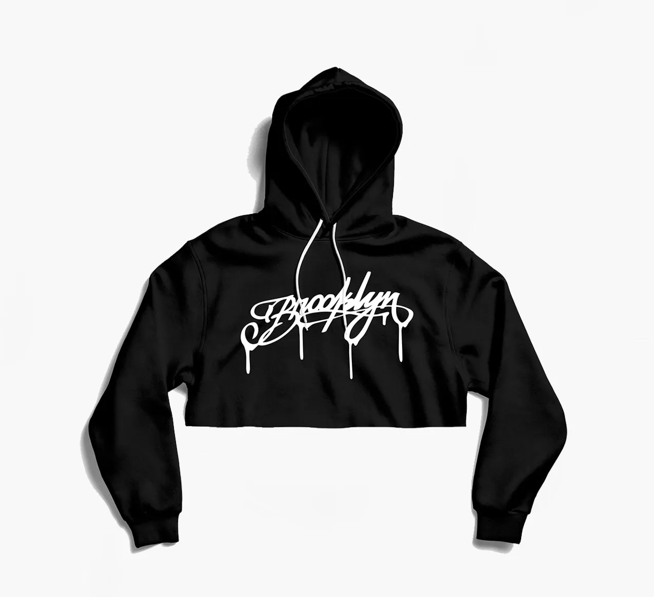 Brooklyn Drips Crop Hoodie (white)