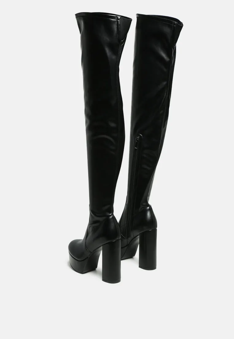 bubble high block heeled over the knee boots