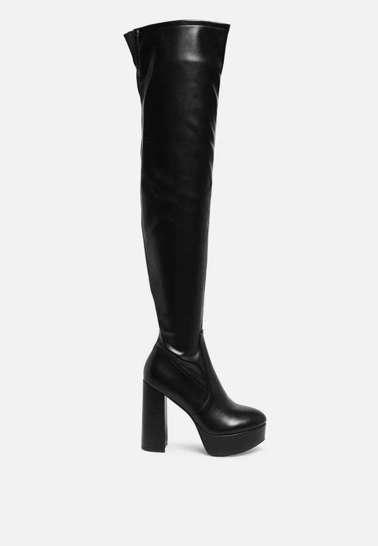 bubble high block heeled over the knee boots