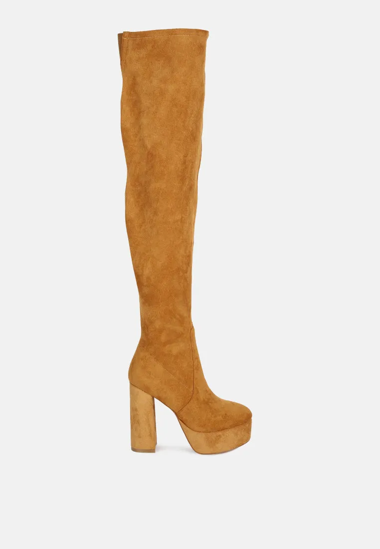 bubble high block heeled over the knee boots