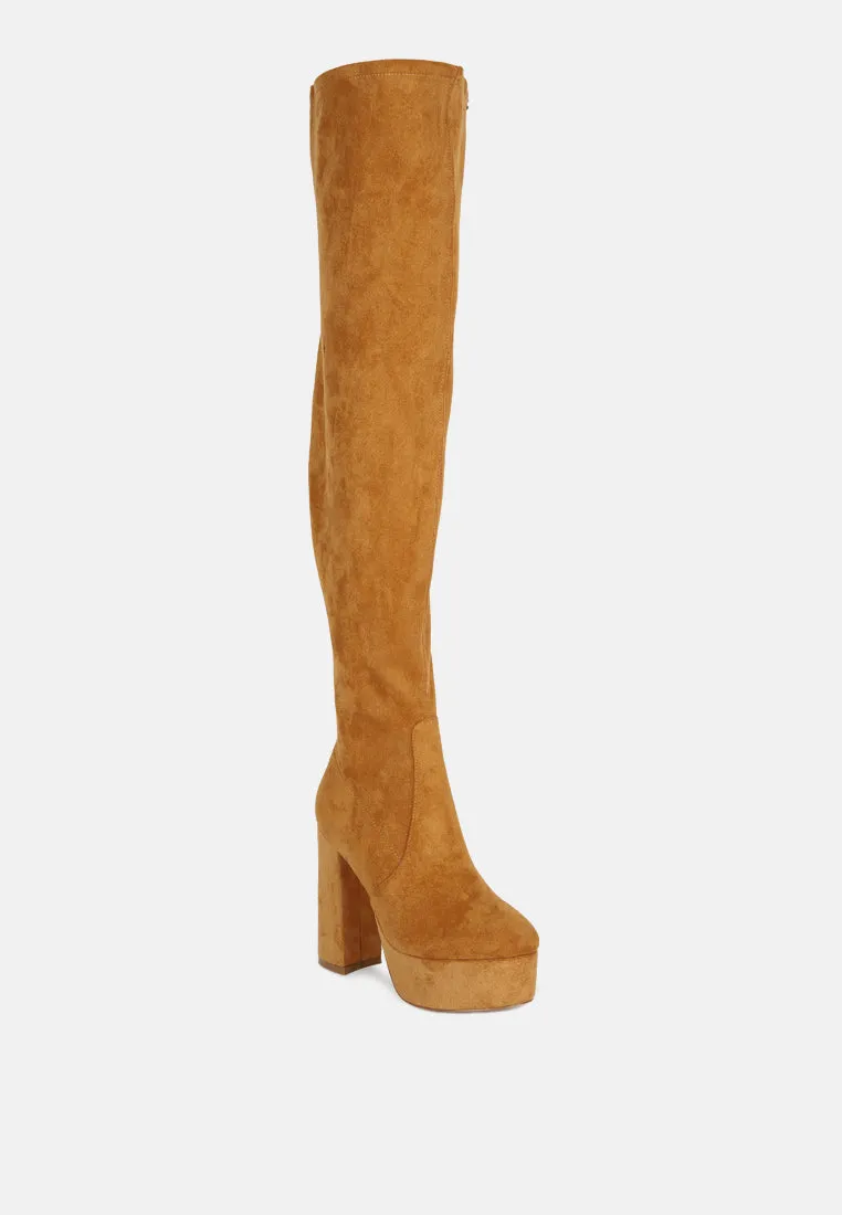 bubble high block heeled over the knee boots