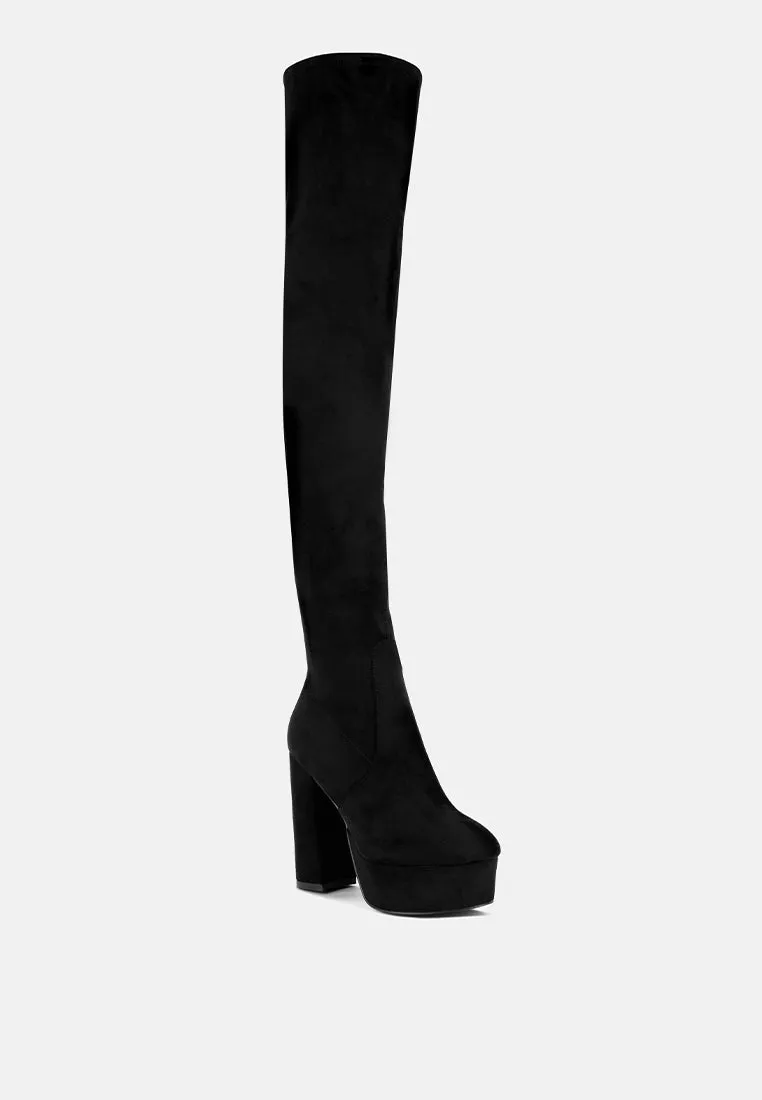 bubble high block heeled over the knee boots