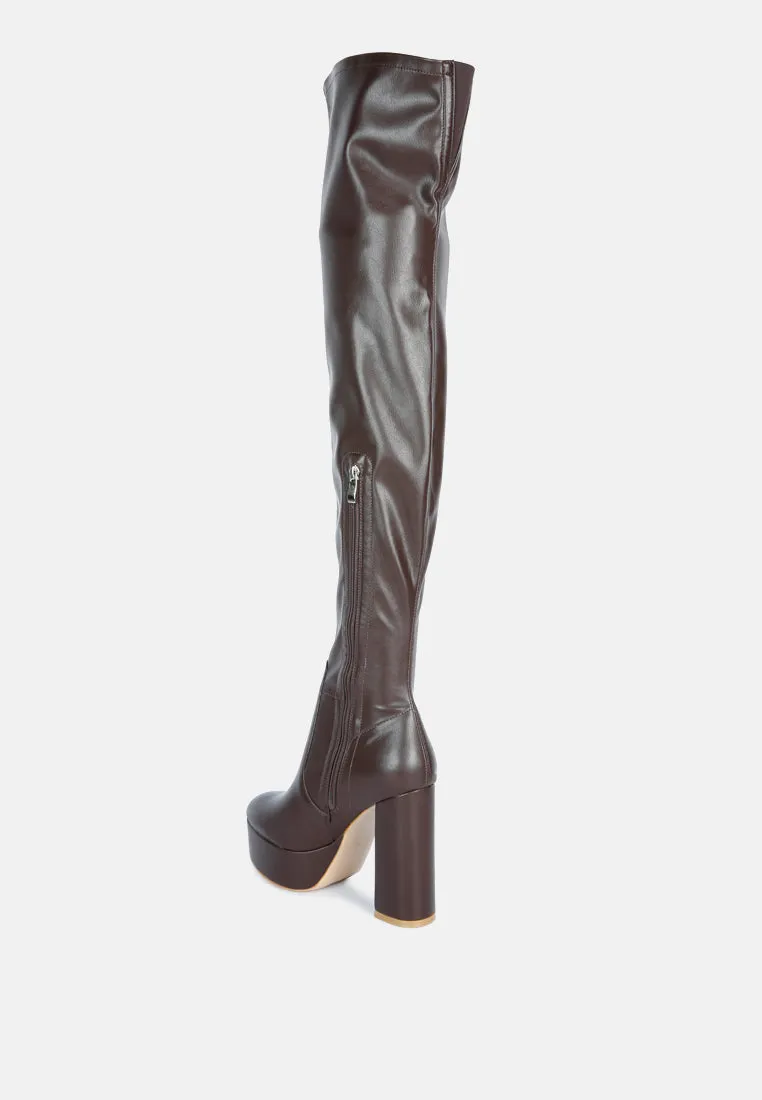 bubble high block heeled over the knee boots