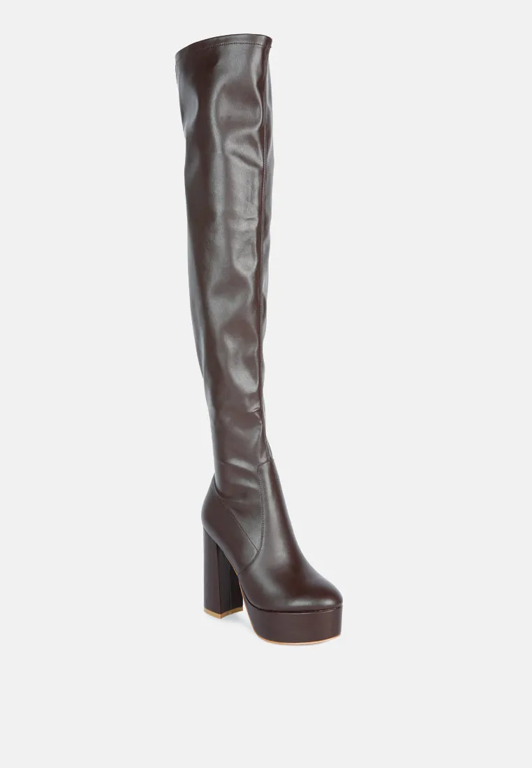 bubble high block heeled over the knee boots