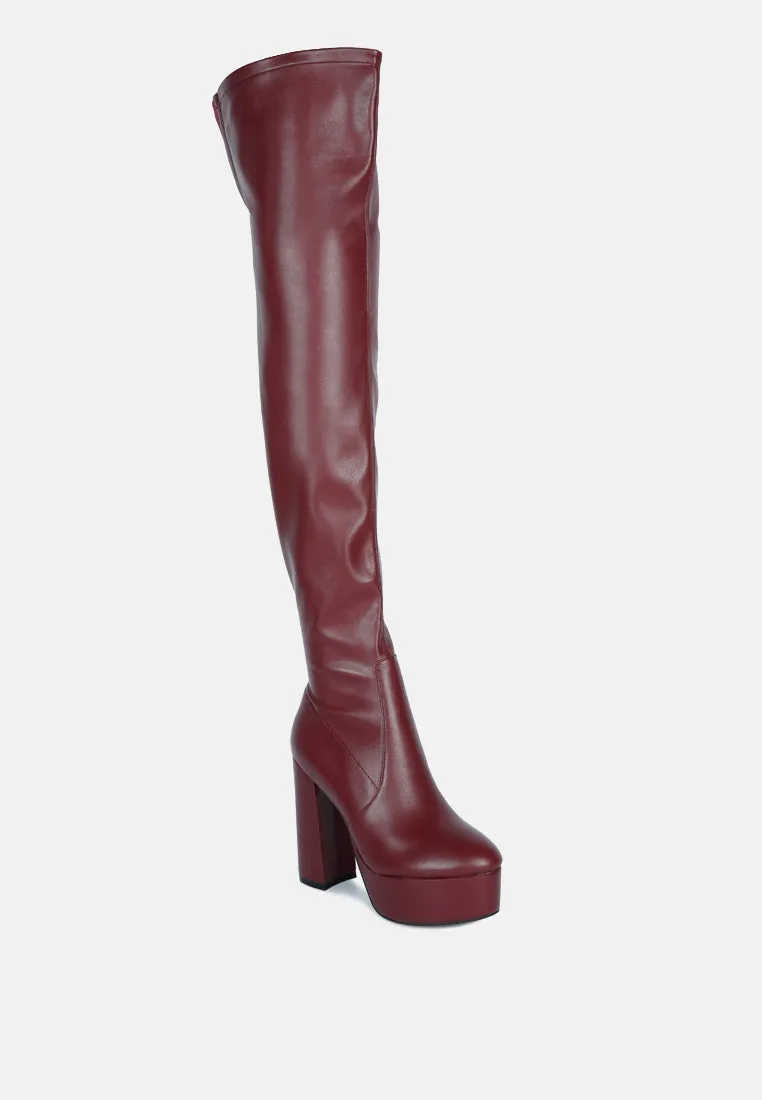 bubble high block heeled over the knee boots