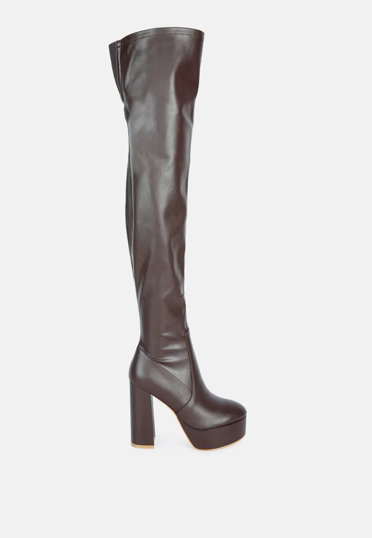 bubble high block heeled over the knee boots