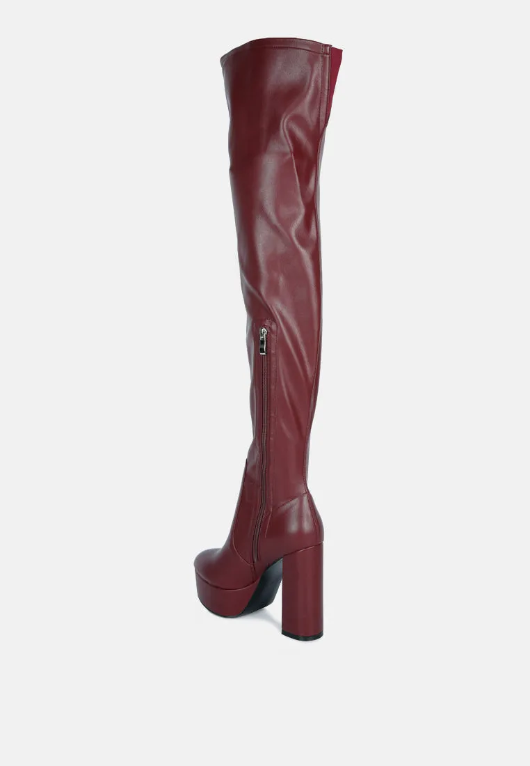 bubble high block heeled over the knee boots