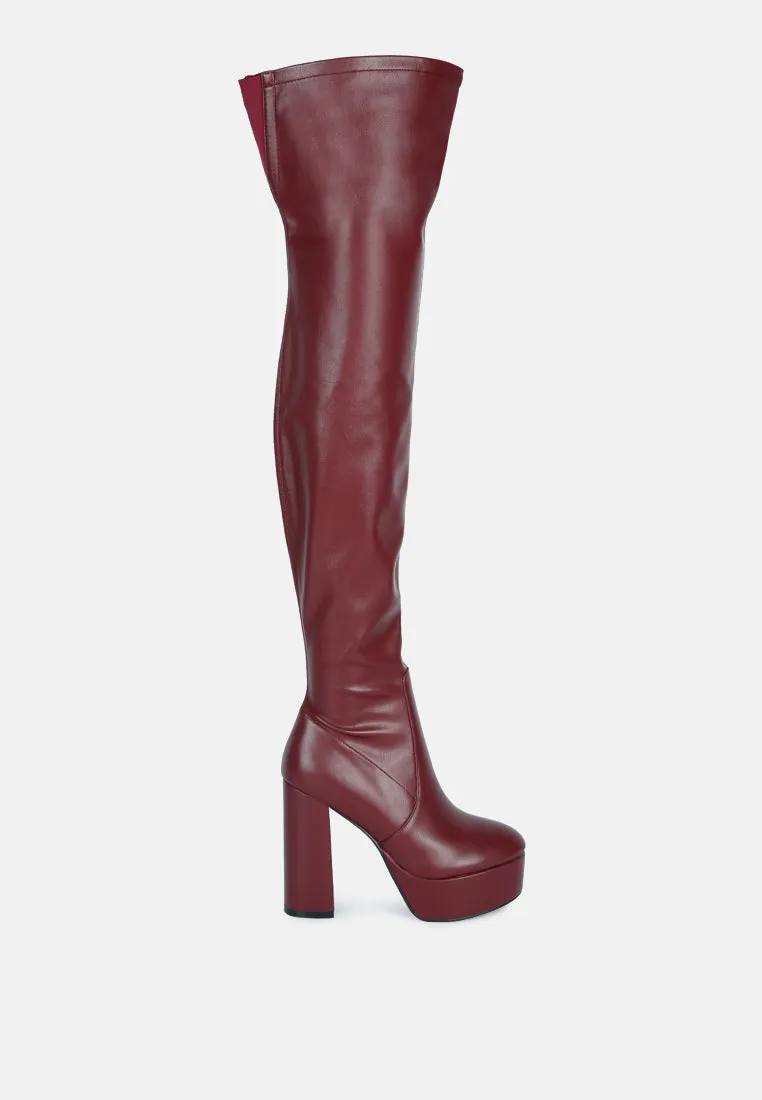 bubble high block heeled over the knee boots