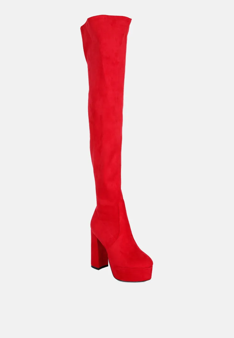 bubble high block heeled over the knee boots