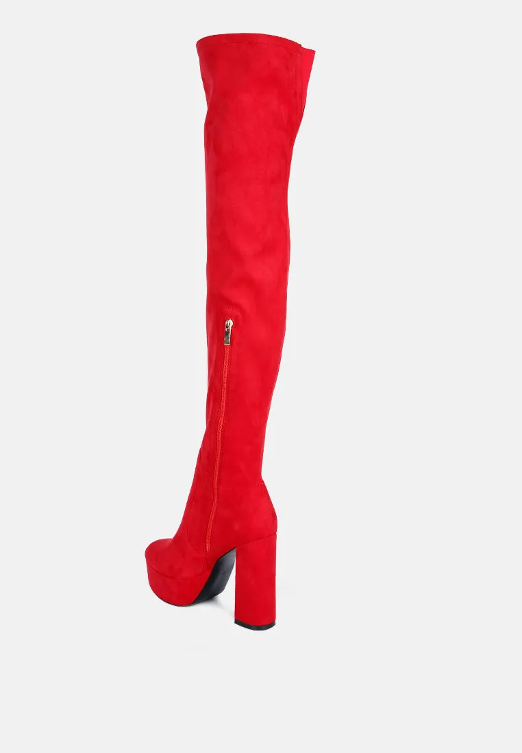 bubble high block heeled over the knee boots