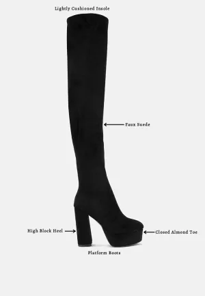 bubble high block heeled over the knee boots