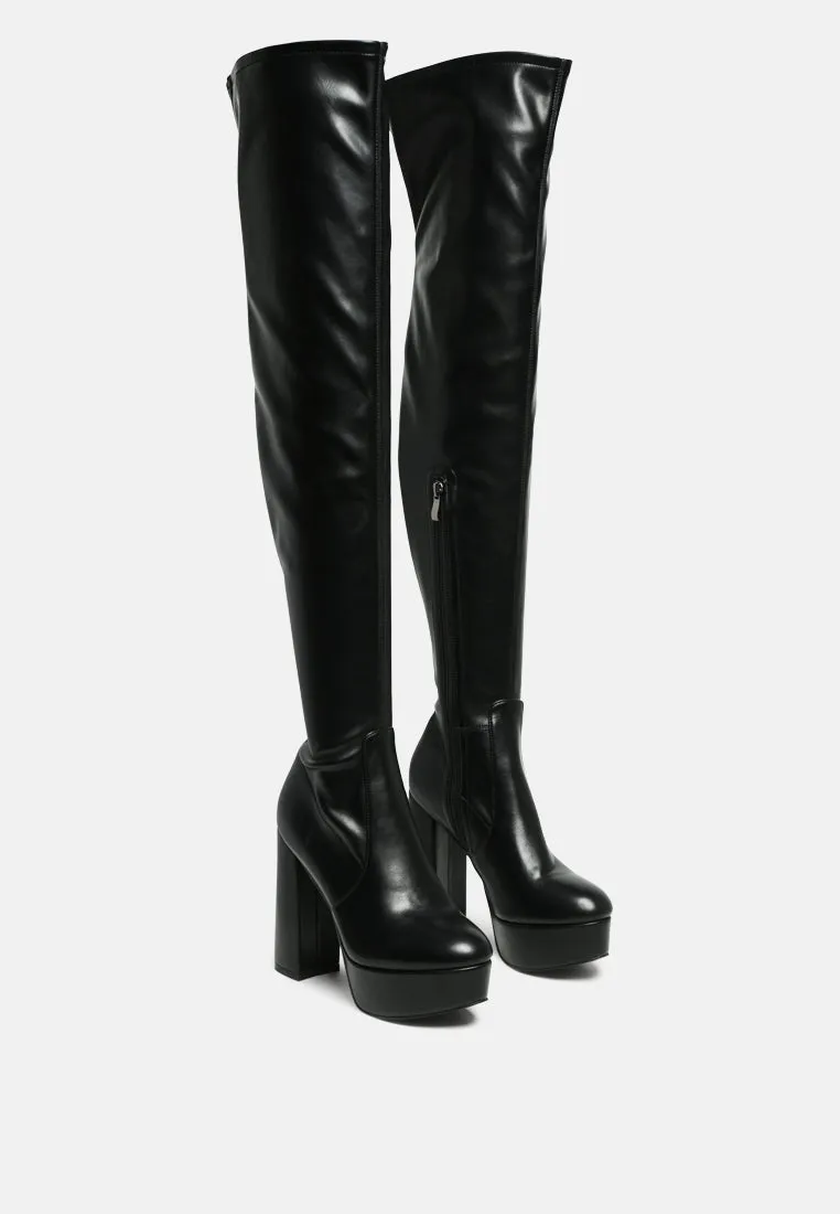 bubble high block heeled over the knee boots