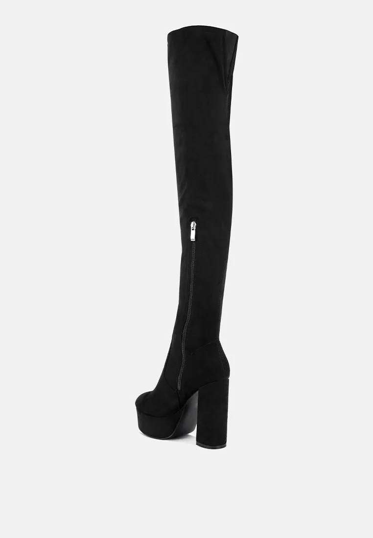 bubble high block heeled over the knee boots