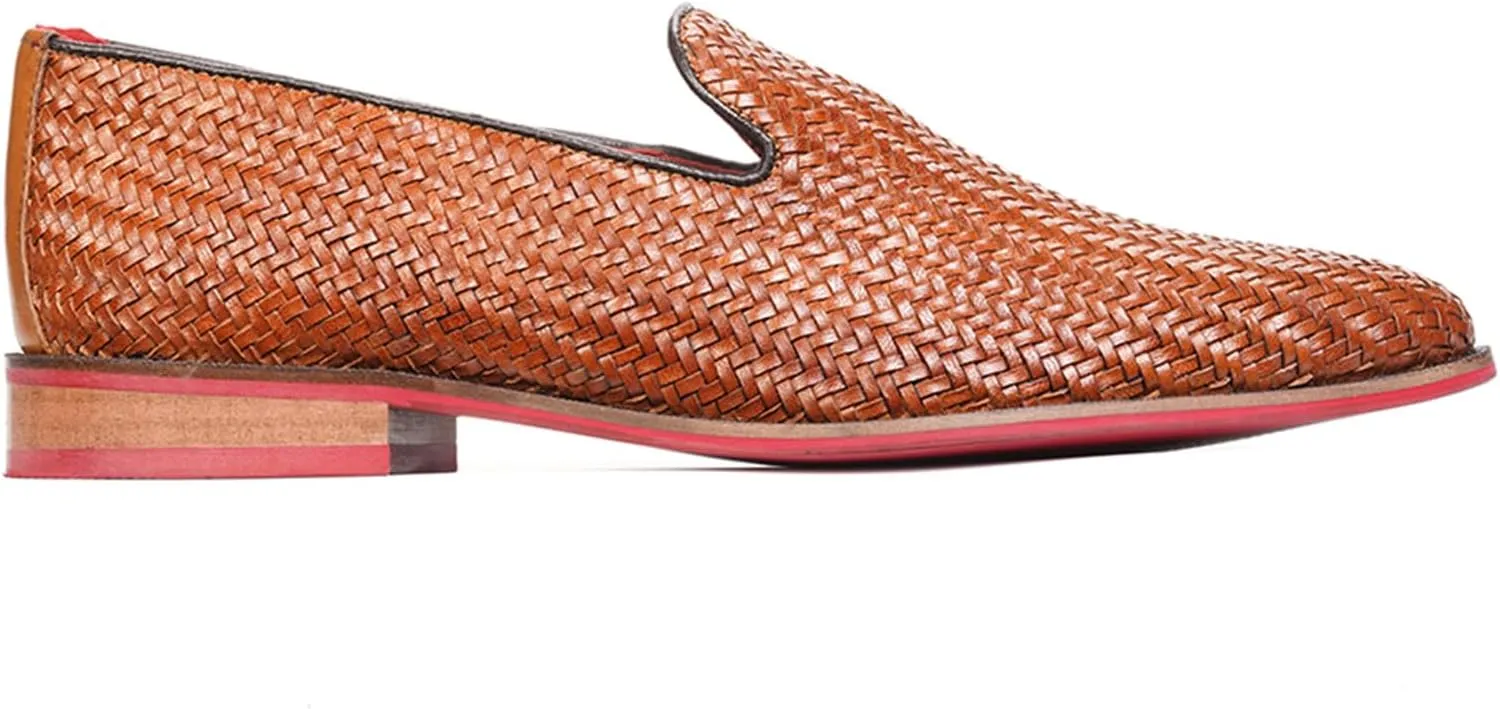 Carlos Santana Gibson Weave Loafer for Men | Calfskin Leather Upper | Ortholite? Footbed & Lightweight Rubber Outsole