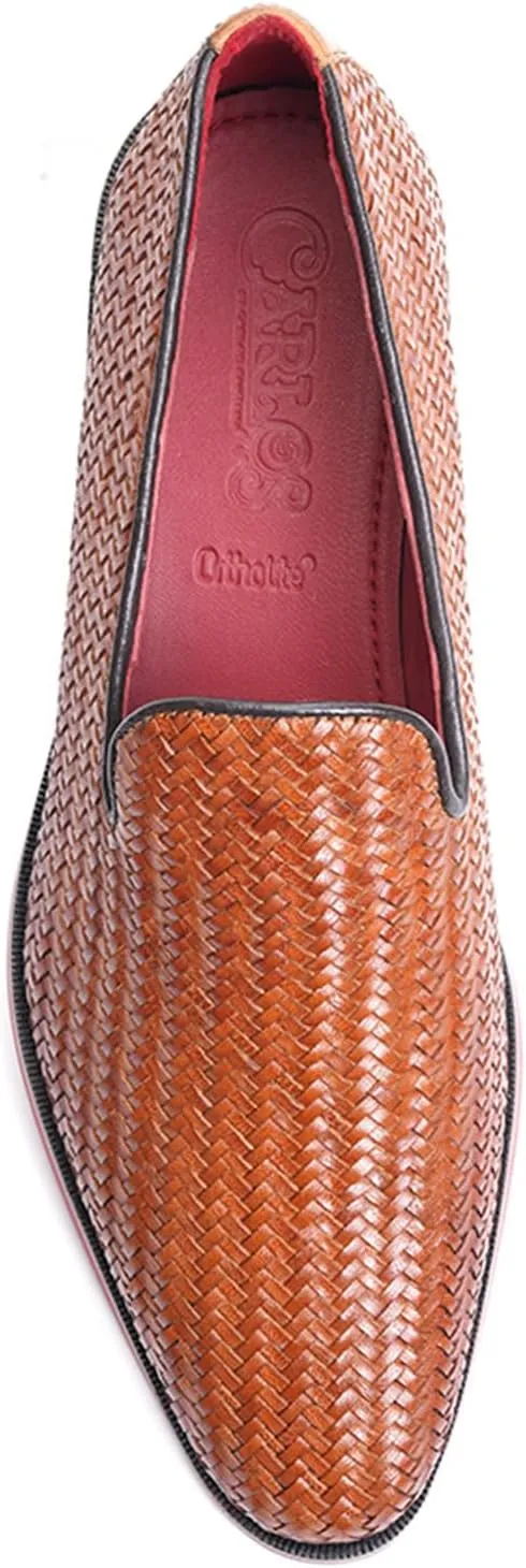 Carlos Santana Gibson Weave Loafer for Men | Calfskin Leather Upper | Ortholite? Footbed & Lightweight Rubber Outsole