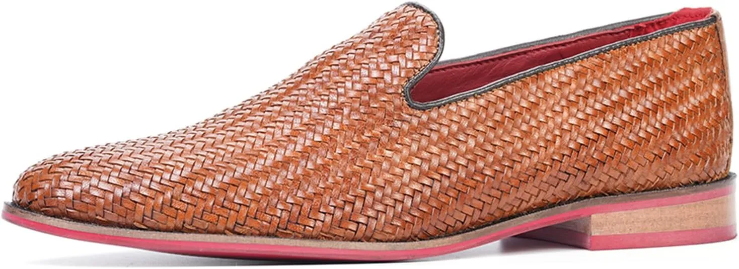 Carlos Santana Gibson Weave Loafer for Men | Calfskin Leather Upper | Ortholite? Footbed & Lightweight Rubber Outsole