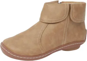 Cathalem Ankle Boots for Women, 2024 New Flat Heel Booties Arch Support Booties Side Zip-up Vintage Leather Damping Shoes